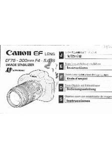 Canon 75-300/4-5.6 manual. Camera Instructions.